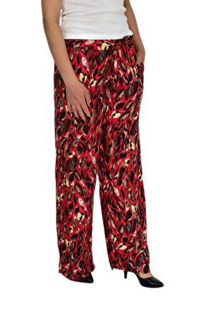 Kadın Emprime Bol Paçalı Lastikli Bağcıklı Pantolon BGL-ST04626