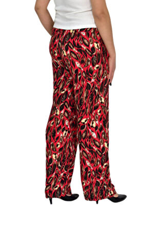 Kadın Emprime Bol Paçalı Lastikli Bağcıklı Pantolon BGL-ST04626