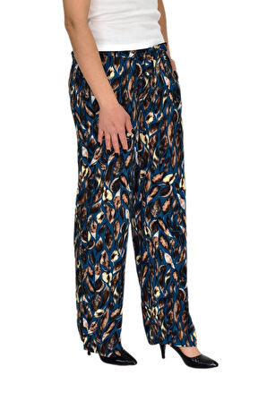 Kadın Emprime Bol Paçalı Lastikli Bağcıklı Pantolon BGL-ST04626