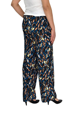 Kadın Emprime Bol Paçalı Lastikli Bağcıklı Pantolon BGL-ST04626