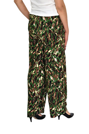 Kadın Emprime Bol Paçalı Lastikli Bağcıklı Pantolon BGL-ST04626