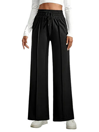 Kadın Siyah Bol Paçalı Çimalı Eşofman Altı BGL-ST04627