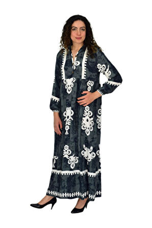 Kadın Kol Lastikli V Yaka Elbise BGL-ST04642