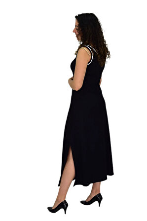 Kadın Askılı Biyeli Likralı Elbise BGL-ST04649