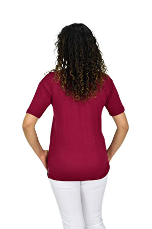 Kadın Yarım Kol V Yaka Likralı Tişöt  BGL-ST04651