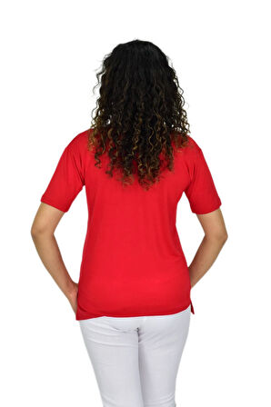 Kadın Yarım Kol V Yaka Likralı Tişöt  BGL-ST04651