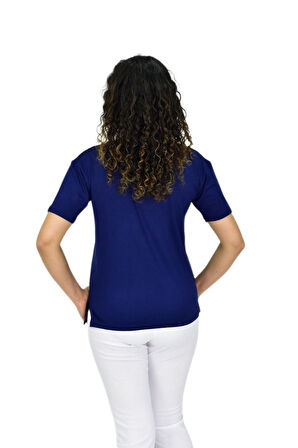 Kadın Yarım Kol V Yaka Likralı Tişöt  BGL-ST04651