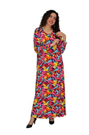 Kadın Uzun Kol Likralı Viskon Elbise BGL-ST04673