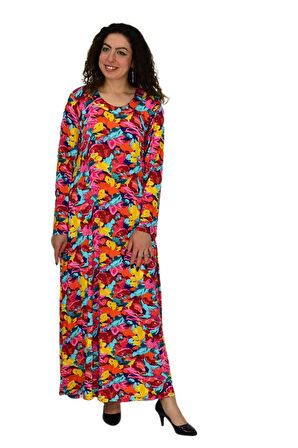 Kadın Uzun Kol Likralı Viskon Elbise BGL-ST04673