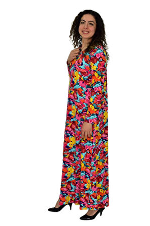 Kadın Uzun Kol Likralı Viskon Elbise BGL-ST04673