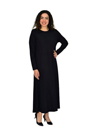 Kadın Siyah Uzun Kol Likralı Viskon Elbise BGL-ST04674