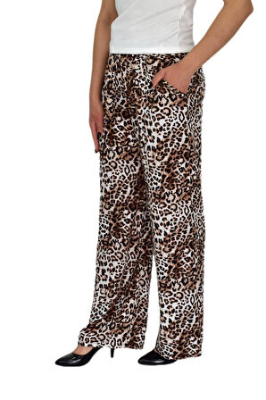 Kadın Emprime Bol Paçalı Lastikli Bağcıklı Pantolon BGL-ST04626