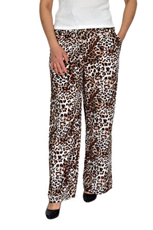 Kadın Emprime Bol Paçalı Lastikli Bağcıklı Pantolon BGL-ST04626