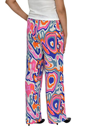 Kadın Emprime Bol Paçalı Lastikli Bağcıklı Pantolon BGL-ST04626