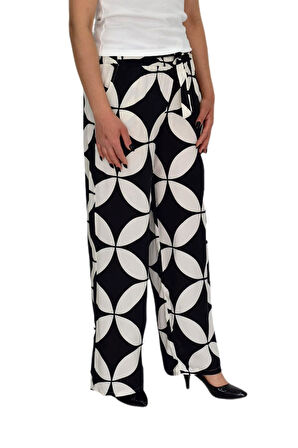 Kadın Emprime Bol Paçalı Lastikli Bağcıklı Pantolon BGL-ST04626