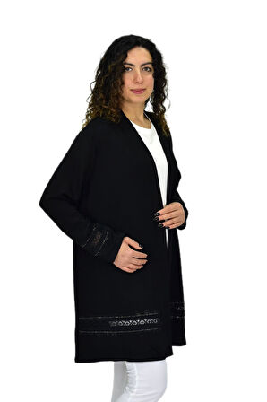 Kadın Siyah Likralı Viskon Hırka BGL-ST04678