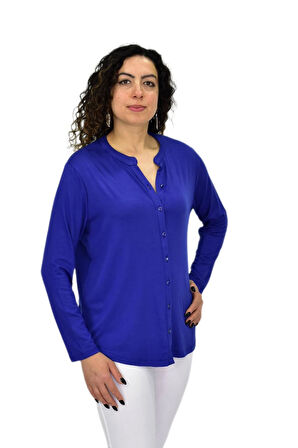 Kadın Uzun Kol Düğmeli Bluz BGL-ST04680