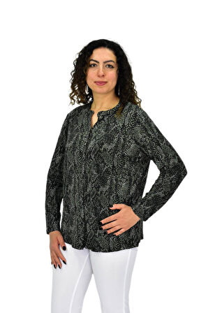 Kadın Uzun Kol Düğmeli Bluz BGL-ST04685