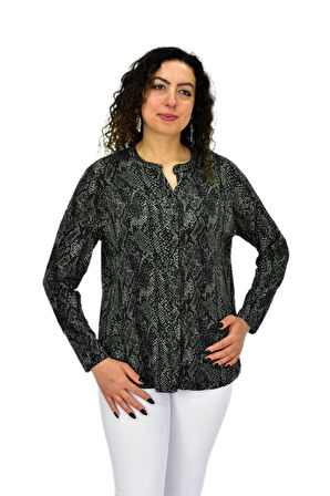 Kadın Uzun Kol Düğmeli Bluz BGL-ST04685