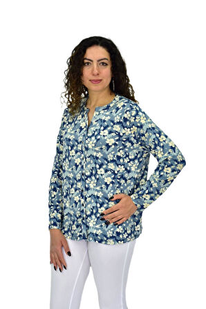 Kadın Uzun Kol Düğmeli Bluz BGL-ST04686