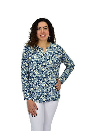 Kadın Uzun Kol Düğmeli Bluz BGL-ST04686