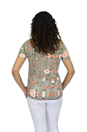 Kadın Kısa Kol Baskılı Bluz BGL-ST04688