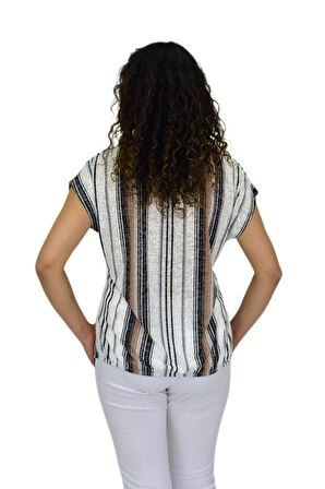 Kadın Kısa Kol Baskılı Bluz BGL-ST04695