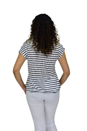 Kadın Kısa Kol Baskılı Bluz BGL-ST04696