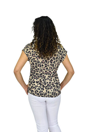 Kadın Kısa Kol Baskılı Bluz BGL-ST04705