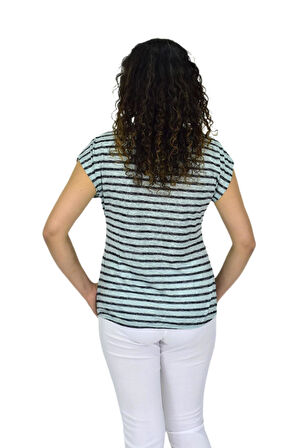 Kadın Kısa Kol Baskılı Bluz BGL-ST04707