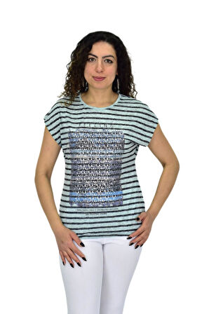 Kadın Kısa Kol Baskılı Bluz BGL-ST04707