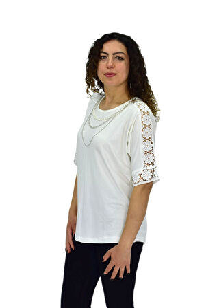 Kadın Kısa Kol Baskılı Bluz BGL-ST04708
