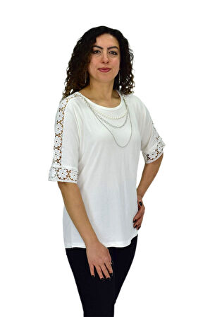 Kadın Kısa Kol Baskılı Bluz BGL-ST04708