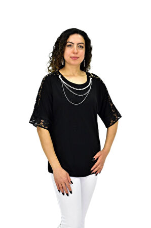 Kadın Kısa Kol Baskılı Bluz BGL-ST04708