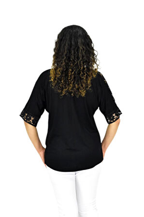 Kadın Kısa Kol Baskılı Bluz BGL-ST04708