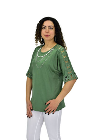 Kadın Kısa Kol Baskılı Bluz BGL-ST04708