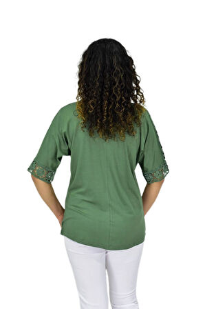 Kadın Kısa Kol Baskılı Bluz BGL-ST04708