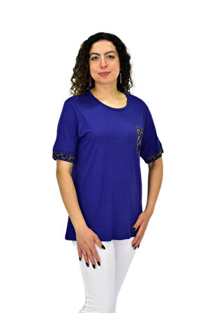 Kadın Kısa Kol Taşlı Bluz BGL-ST04709