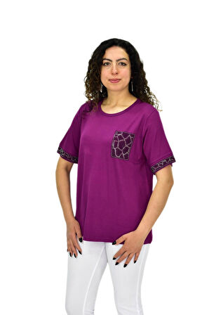 Kadın Kısa Kol Taşlı Bluz BGL-ST04709