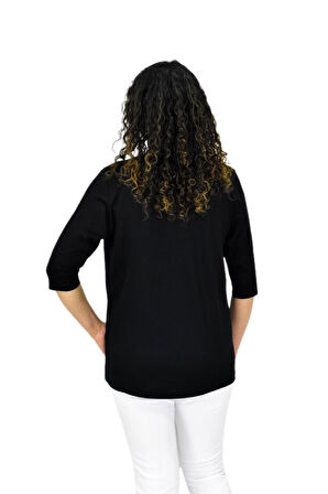 Kadın Kısa Kol Taşlı Bluz BGL-ST04710