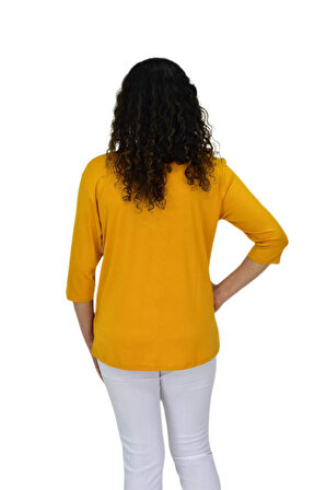 Kadın Kısa Kol Taşlı Bluz BGL-ST04711