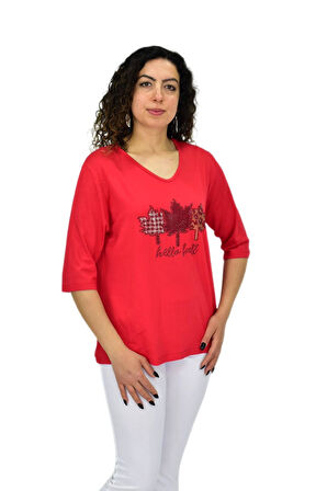 Kadın Kısa Kol Taşlı Bluz BGL-ST04711