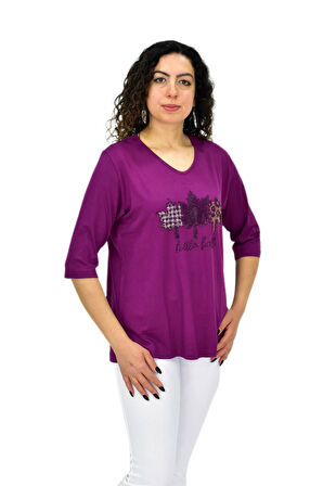 Kadın Kısa Kol Taşlı Bluz BGL-ST04711