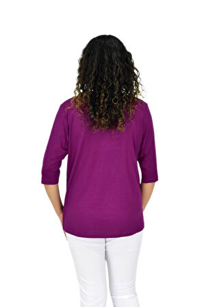 Kadın Kısa Kol Taşlı Bluz BGL-ST04711