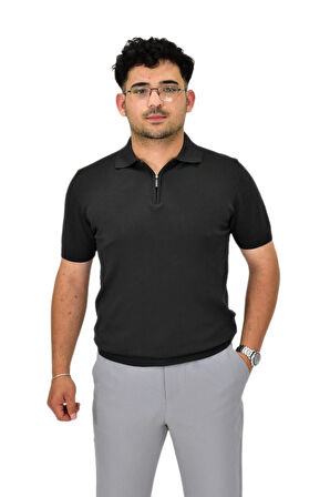 Erkek Polo Yaka Fermuarlı Triko Tişört T356 BGL-ST04594