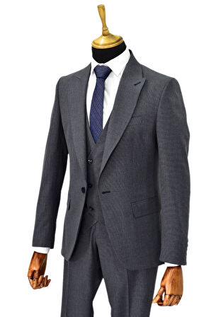 Erkek Silim Fit Yelekli Çift Yırtmaçlı Takım Elbise BGL-ST04737