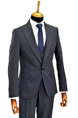 Erkek Silim Fit Yelekli Çift Yırtmaçlı Takım Elbise BGL-ST04737