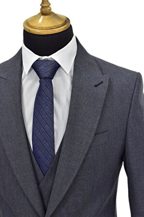 Erkek Silim Fit Yelekli Çift Yırtmaçlı Takım Elbise BGL-ST04737