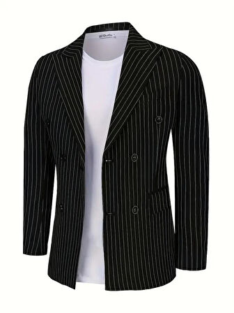Erkek Kruvaze Silim Fitt Çizgili Takım Elbise BGL-ST04764