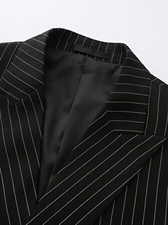 Erkek Kruvaze Silim Fitt Çizgili Takım Elbise BGL-ST04764